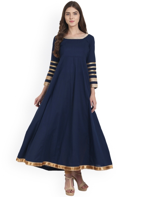 

Nayo Women Navy Solid Anarkali Kurta, Navy blue