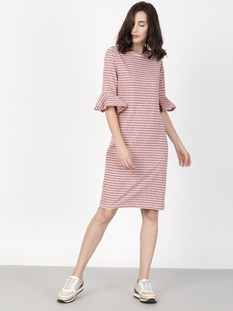 

ether Women Red Striped Sheath Dress