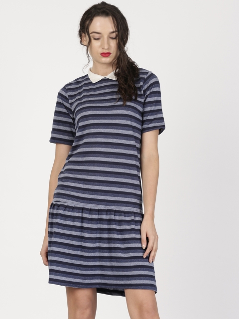 

ether Women Blue Striped A-Line Dress