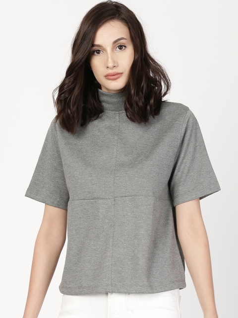 

ether Women Charcoal Grey Turtle Neck T-shirt