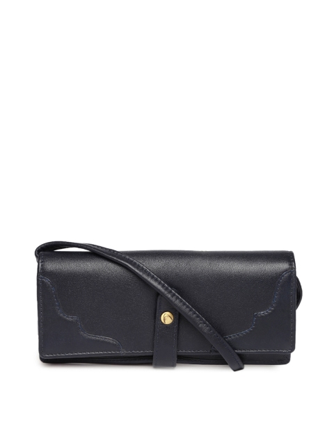 

Hidesign Women Navy Leather Solid Two Fold Wallet, Navy blue