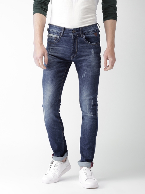 

Harvard Men Blue Skinny Fit Mid-Rise Low Distress Stretchable Jeans