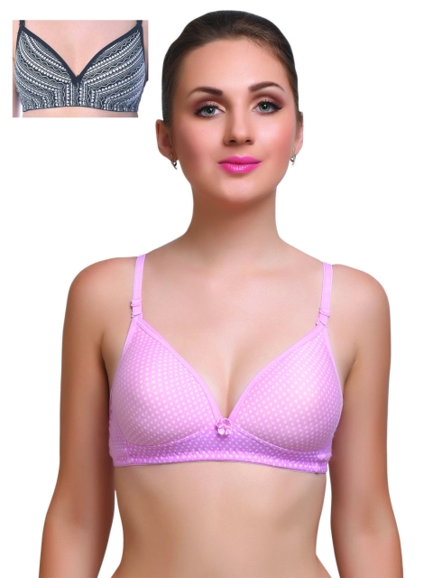 

Lady Lyka Pack of 2 Printed T-shirt Bras, Pink