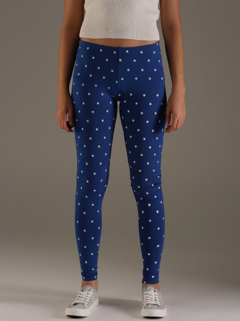 

Flying Machine Blue Printed Leggings