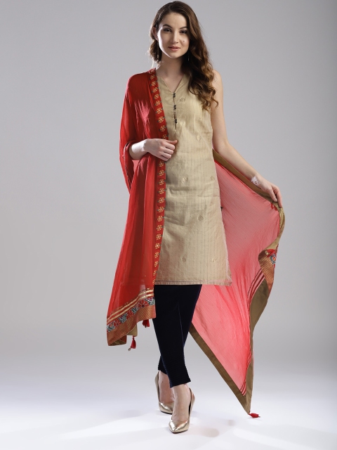 

Wishful by W Women Red Solid Dupatta