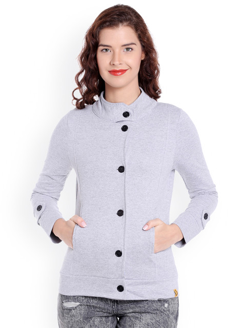 

Campus Sutra Women Grey Solid Quilted Jacket
