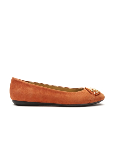 

Geox Respira Women Rust Brown Solid Italian Patent Leather Ballerinas