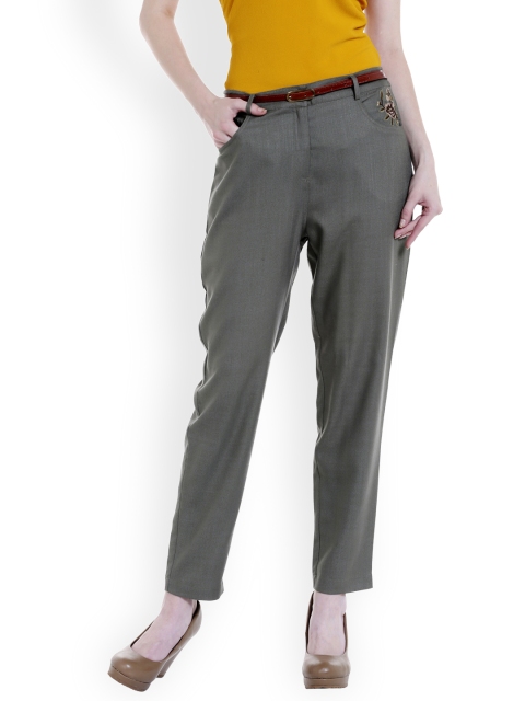 

109F Women Charcoal Grey Original Regular Fit Solid Regular Trousers