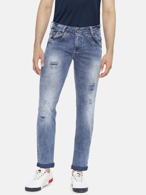 

Mufti Men Blue Skinny Fit Mid-Rise Low Distress Stretchable Jeans