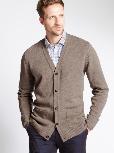 

Marks & Spencer Men Taupe Solid Cardigan