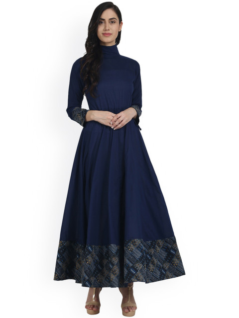 

Nayo Women Navy Blue Solid Anarkali Kurta