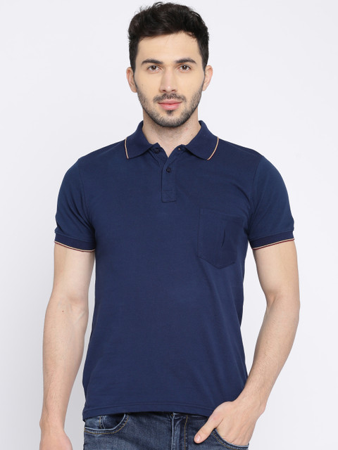 

Harvard Men Navy Blue Solid Polo Collar T-shirt