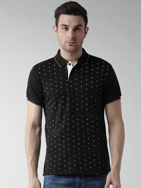 

Harvard Men Black & White Printed Polo Collar T-shirt