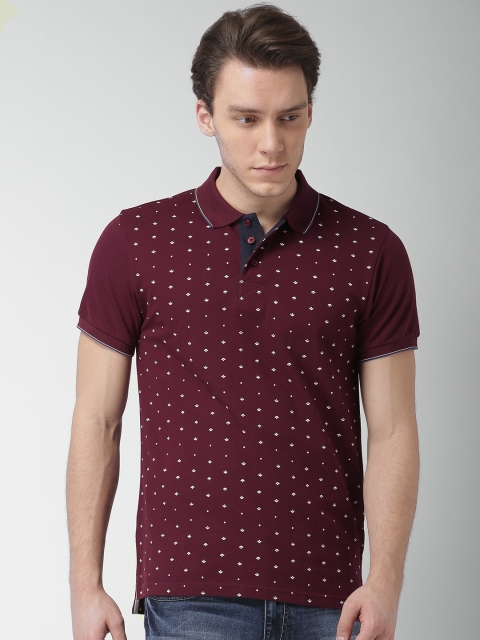 

Harvard Men Burgundy Printed Polo Collar T-shirt