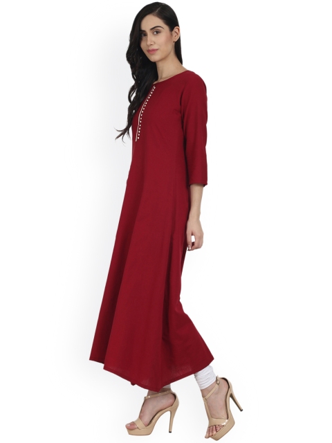 

Nayo Women Maroon Solid A-Line Kurta