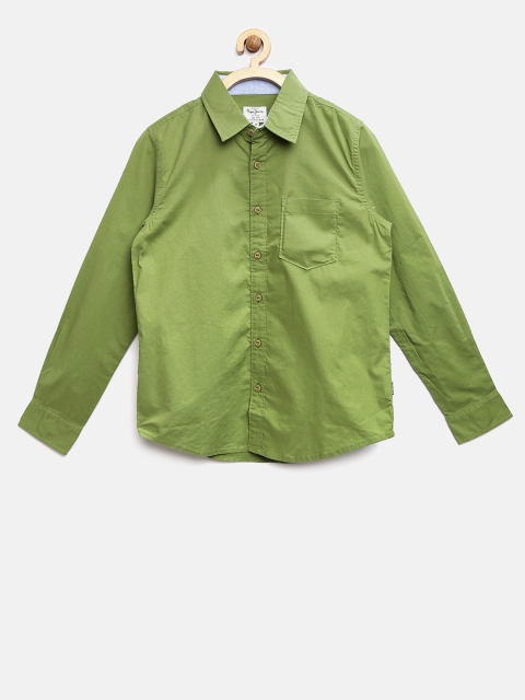 

Pepe Jeans Boys Green Solid Casual Shirt