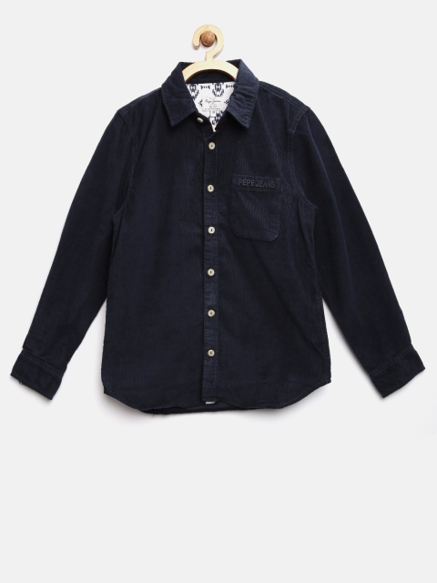 

Pepe Jeans Boys Navy Solid Corduroy Shirt, Navy blue