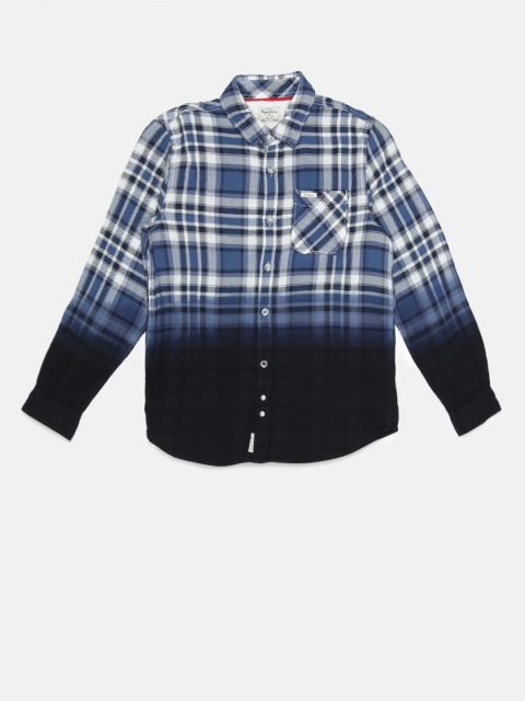 

Pepe Jeans Boys Blue Regular Fit Checked Casual Shirt