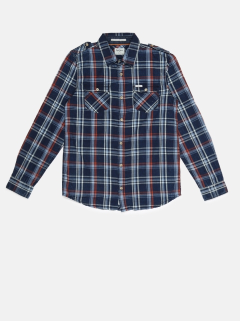 

Pepe Jeans Boys Blue Regular Fit Checked Casual Shirt