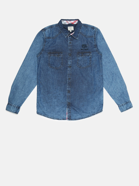 

Pepe Jeans Boys Blue Regular Fit Solid Casual Shirt
