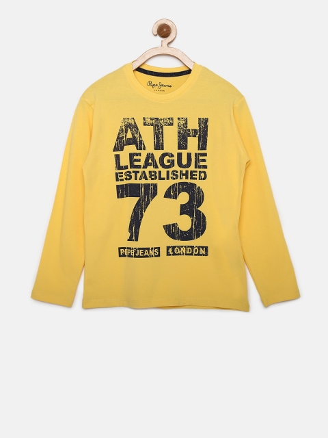 

Pepe Jeans Boys Yellow Printed Round Neck T-shirt