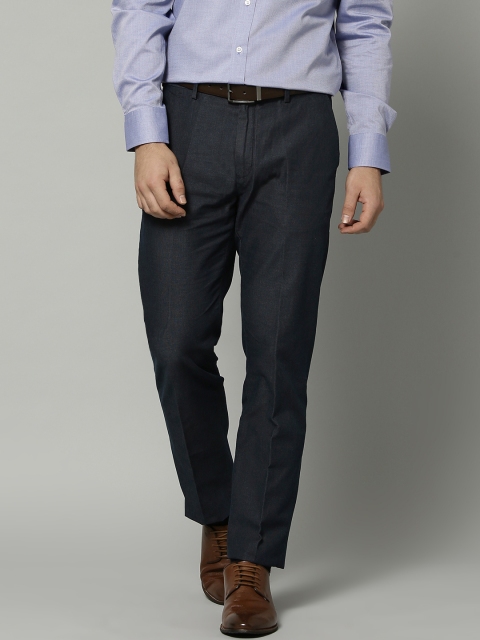 

Marks & Spencer Men Navy Blue Slim Fit Self-Design Formal Trousers