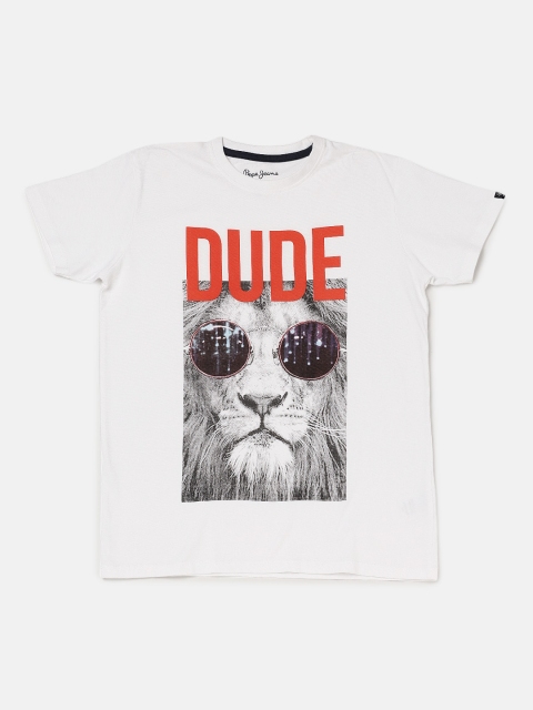 

Pepe Jeans Boys White BOLTON SS J Round Neck T-shirt