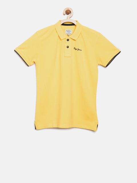 

Pepe Jeans Boys Yellow Solid Polo Collar T-shirt