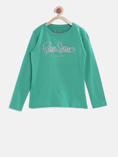

Pepe Jeans Girls Turquoise Green Printed T-shirt