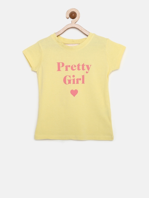 

Pepe Jeans Girls Yellow Printed Round Neck T-shirt