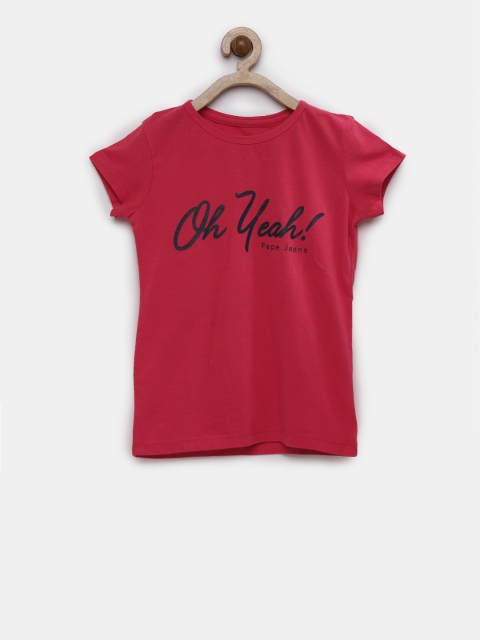 

Pepe Jeans Girls Pink Solid Round Neck T-shirt