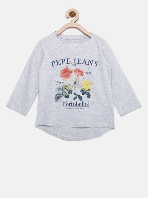 

Pepe Jeans Girls Grey Printed Round Neck T-shirt