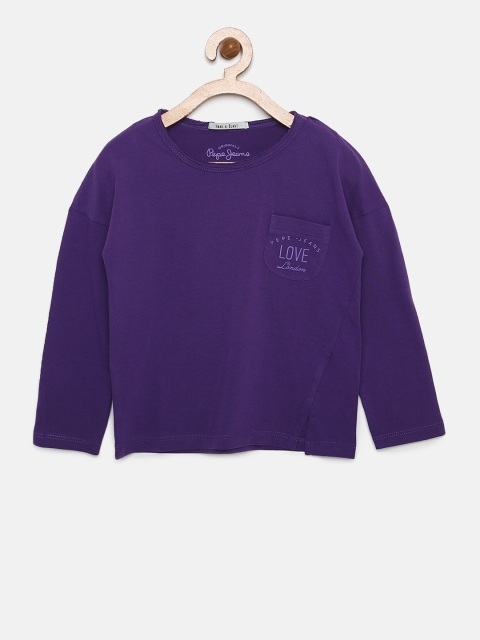 

Pepe Jeans Girls Purple Solid Round Neck T-shirt