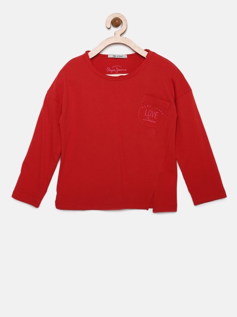 

Pepe Jeans Girls Red Solid Round Neck T-shirt