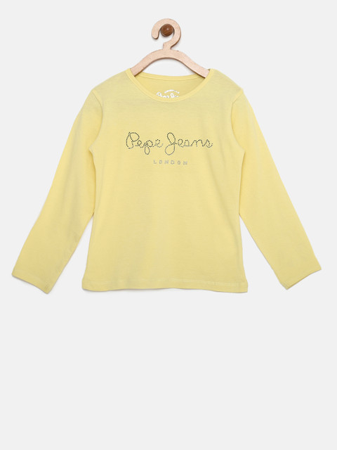 

Pepe Jeans Girls Yellow Embellished Round Neck T-shirt