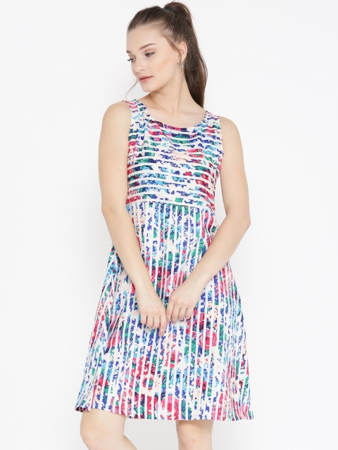 

HERE&NOW Women Multicoloured Printed A-Line Dress, Multi