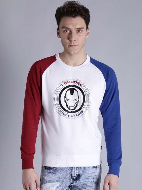 

Kook N Keech Marvel Men White & Maroon Printed Sweatshirt