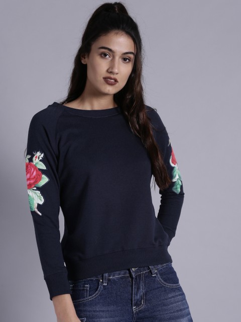 

Kook N Keech Women Navy Solid Sweatshirt, Navy blue