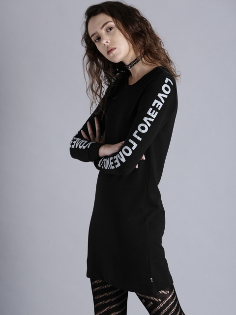 

Kook N Keech Women Black Longline Sweatshirt