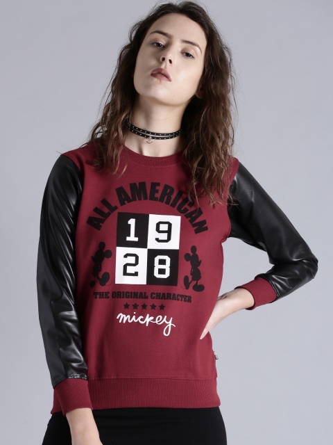 

Kook N Keech Disney Women Maroon Printed Sweatshirt