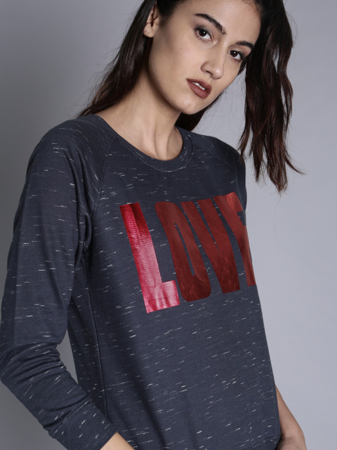 

Kook N Keech Women Navy Blue Printed Sweatshirt