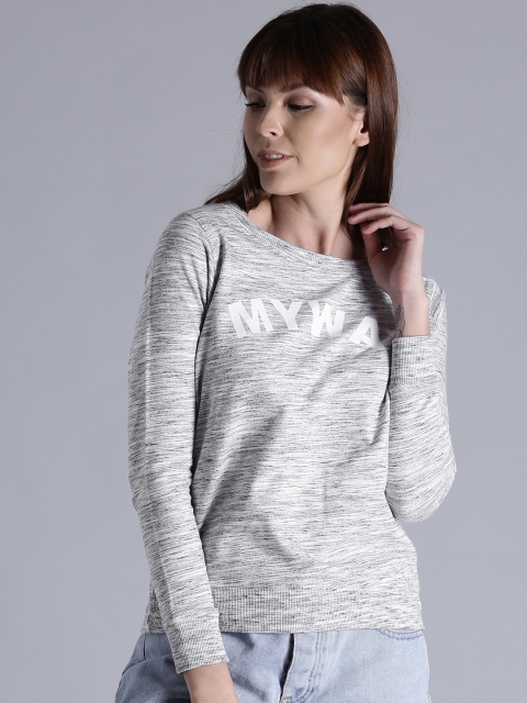 

Kook N Keech Women Grey Melange Printed Sweatshirt