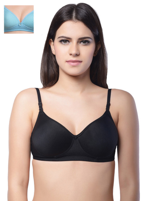 

Lady Lyka Pack of 2 Full-Coverage T-shirt Bras MISTIQUE-BLK-ATTRACTIONS-SKY, Black