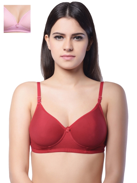 

Lady Lyka Pack of 2 Full-Coverage T-shirt Bras MISTIQUE-MRN-ATTRACTIONS-PNK, Maroon