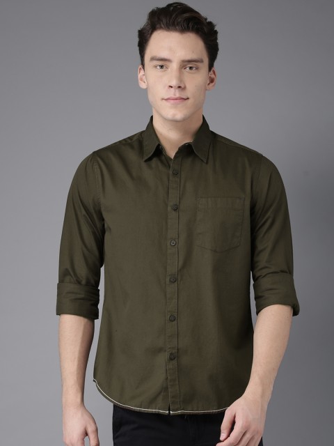

Moda Rapido Men Olive Green Regular Fit Solid Casual Shirt