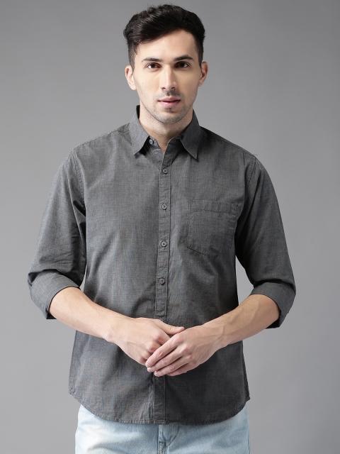 

Moda Rapido Men Charcoal Grey Regular Fit Solid Casual Shirt