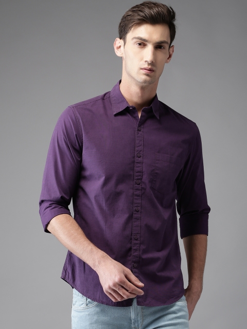 

Moda Rapido Men Purple Regular Fit Solid Casual Shirt