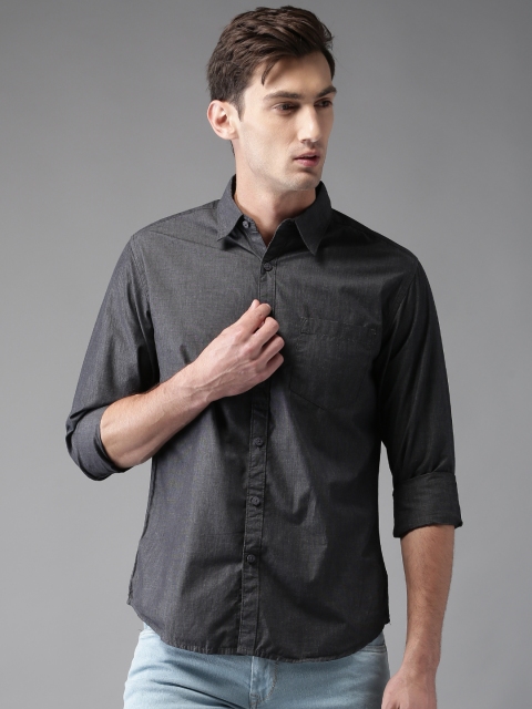 

Moda Rapido Men Charcoal Grey Regular Fit Solid Casual Shirt