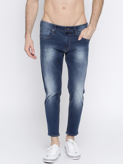 

HERE&NOW Men Blue Skinny Fit Mid-Rise Clean Look Stretchable Cropped Jeans