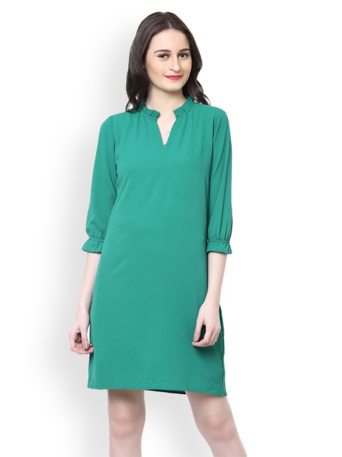 

Harpa Women Green Solid A-Line Dress